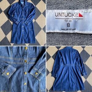 UNTUCKit • Annie Cotton Lycra Women’s Denim Shirt Dress sz 8 EUC